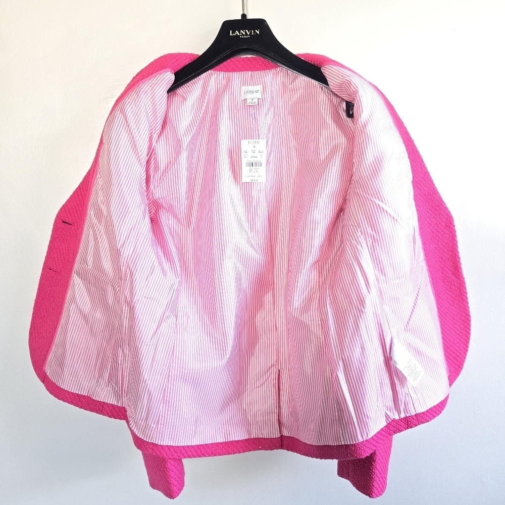 New J. Crew Tweed Schoolboy Sweet Fuchsia Tweed Com Blazer Sizes 4, 8 NWT - Picture 4 of 9
